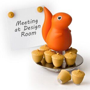 Orange Squirrel with Magnetic Acorns for Office NEW